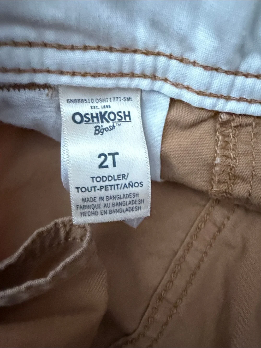 OshKosh B'gosh Tan Palm-Print Short Overalls